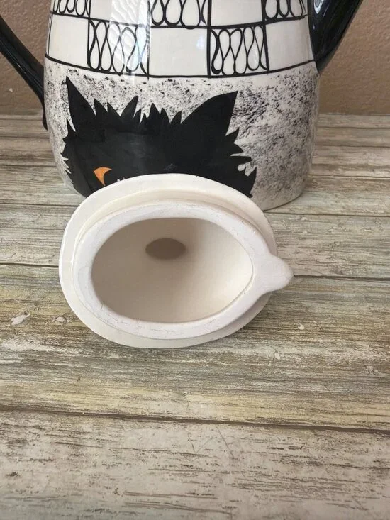 Cats By Nina Lyman Black Cat Ceramic Teapot 9" Pre-owned - Picture 8 of 15